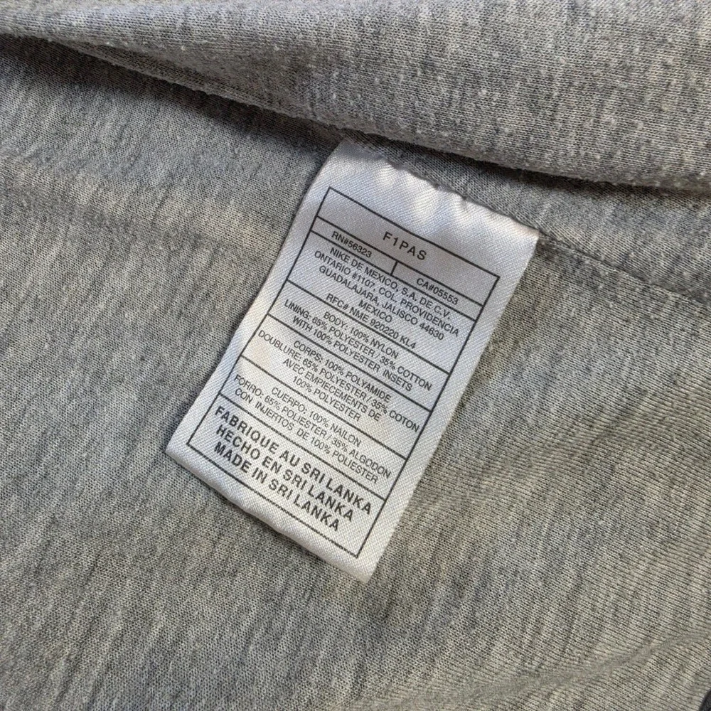 Nike Mens Full Zip Windbreaker Jacket Grey Jersey Lined XL Pocket Logo Vtg 2001